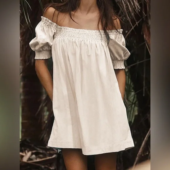 linen blend strapless mini dress Ready For Date Night Linen-Blend Mini Dress S / blue